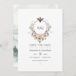 Woodland Laurel Wappen Monogram Wedding Foto Save The Date
