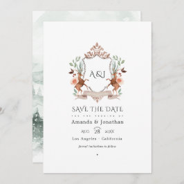 Woodland Laurel Wappen Monogram Wedding Foto Save The Date
