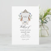 Woodland Laurel Wappen QR Code UAWG Wedding Einladung (Stehend Vorderseite)