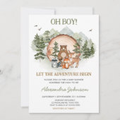 Woodland Ließ die Adventure Begin Baby Dusche Einladung (Vorderseite)
