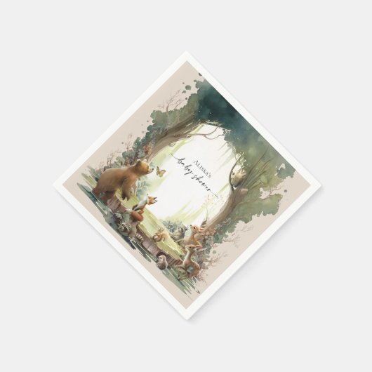 Woodland Ließ die Adventure Begin Baby Dusche Serviette (Ecke)