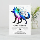 Woodland Little Wolf Digital Boy Geburtstag Einladung (Stehend Vorderseite)