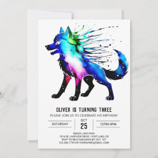 Woodland Little Wolf Digital Boy Geburtstag Einladung