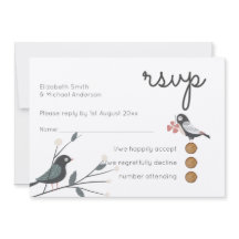 Woodland Love Birds Wedding RSVP MENU Rustic Kraft
