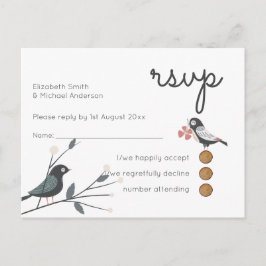 Woodland Love Birds Wedding RSVP Rückkehrbudget Einladungspostkarte