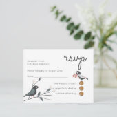 Woodland Love Birds Wedding RSVP Rückkehrbudget Einladungspostkarte (Stehend Vorderseite)
