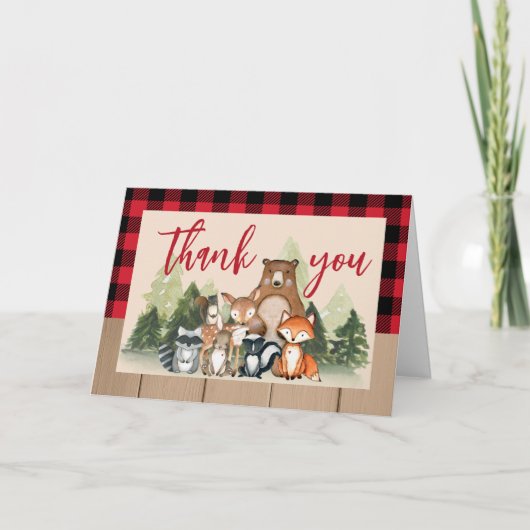 Woodland Lumberjack Baby Dusche Dankeskarte (Vorderseite)