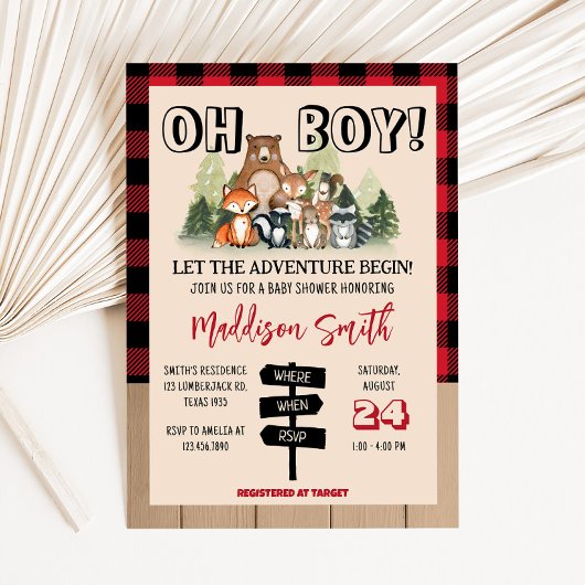 Woodland Lumberjack Baby Dusche Einladung