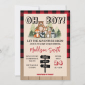 Woodland Lumberjack Baby Dusche Einladung (Vorderseite)