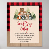 Woodland Lumberjack Baby Dusche Say Baby nicht Poster (Vorne)