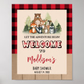 Woodland Lumberjack Baby Dusche Willkommen Poster (Vorne)