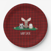 Woodland Lumberjack Baby Shower Animal Rustic Pappteller (Vorderseite)