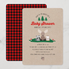 Woodland Lumberjack Baby Shower Animals Einladung