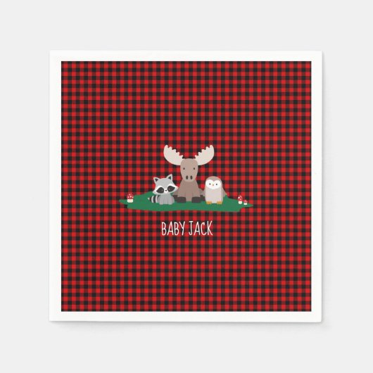 Woodland Lumberjack Baby Shower Animes Rustikal Serviette (Vorderseite)