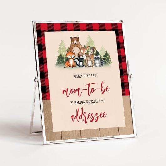Woodland Lumberjack Baby Shower Envelope Station Poster