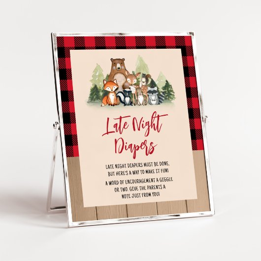Woodland Lumberjack Babydusche Spät-Night-Diapers Poster