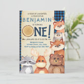 Woodland Lumberjack Einladung zum ersten Geburtsta (Stehend Vorderseite)