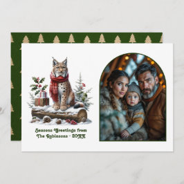 Woodland Lynx Rustic Forest Christmas Photo Feiertagskarte