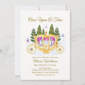 Woodland Mairytale Princess Carriage Baby Dusche Einladung (Vorderseite)