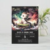 Woodland Majestic Dragon Birthday Einladung (Stehend Vorderseite)