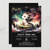 Woodland Majestic Dragon Birthday Einladung (Vorne/Hinten)
