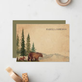 Woodland Mama & Baby Bear Mitteilungskarte (Vorderseite/Rückseite Beispiel)
