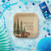 Woodland Mama Bear & Cub Baby Dusche Pappteller (Party)