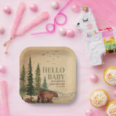 Woodland Mama Bear & Cub Baby Dusche Pappteller (Party)