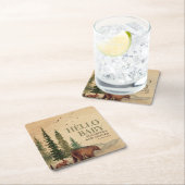 Woodland Mama Bear & Cub Baby Dusche Rechteckiger Pappuntersetzer (Vor Ort)