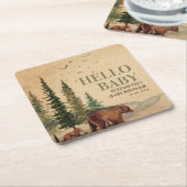 Woodland Mama Bear & Cub Baby Dusche Rechteckiger Pappuntersetzer (angewinkelt)