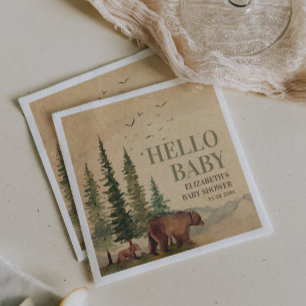 Woodland Mama Bear & Cub Baby Duschpapier Serviette