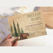 Woodland Mama Bear & Your Cub Baby Dusche Einladung