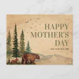 Woodland Mama Bear & Your Cub Vintager Muttertag Postkarte