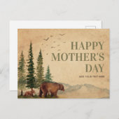Woodland Mama Bear & Your Cub Vintager Muttertag Postkarte (Vorne/Hinten)