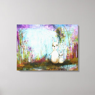 Woodland Mama Rabbit Baby Rabbit Whimsical Art Leinwanddruck