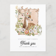 Woodland Manor Baby Dusche Danke Postcard