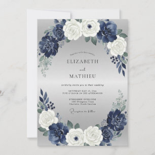 Woodland-Midnight-White-Rosen-Hochzeit Einladung