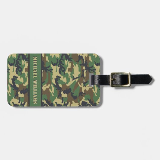 Woodland Military Camouflage Print - Personalisier Gepäckanhänger (Vorderseite horizontal)