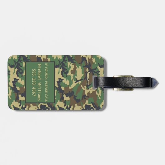 Woodland Military Camouflage Print - Personalisier Gepäckanhänger (Rückseite horizontal)