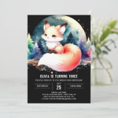 Woodland Minimalistisch Fox Geburtstag digital Einladung (Stehend Vorderseite)