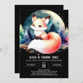 Woodland Minimalistisch Fox Geburtstag digital Einladung (Vorne/Hinten)