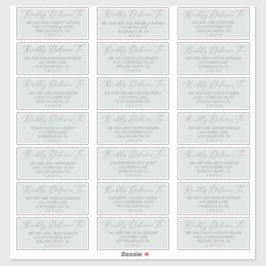 Woodland Mint Green Wedding Guest Address Labels
