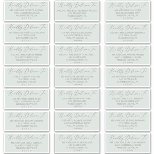 Woodland Mint Green Wedding Guest Address Labels (Vorderseite)