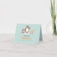 Woodland Mint Orange Babydusche Danke Karte