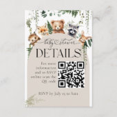 Woodland Modern Baby Dusche Details QR Code Begleitkarte (Vorderseite)