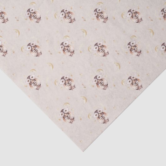 Woodland Mommy and Baby Owl Pattern Baby Dusche Seidenpapier (Ausschnitt)