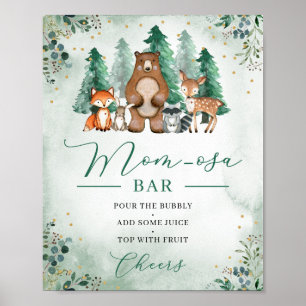 Woodland momosa Bar signatur Tiere Kinderdusche Poster