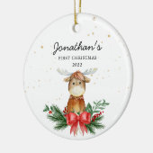 Woodland Moose Baby's First Christmas Keramik Ornament (Links)