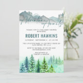 Woodland Mountain Adventure erwartet Kinderdusche Einladung (Stehend Vorderseite)