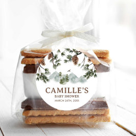 Woodland Mountains Boy Baby Dusche Runder Aufkleber